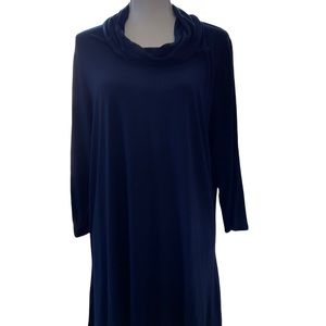 J Jill Dress Dk Blue XL Cowl neck long sleeve knee length